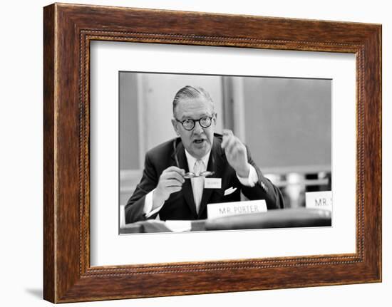 Lawyer Mr. Paul Porter Speaking at the Arden House Economic Conference, New York, NY, 1958-Walter Sanders-Framed Photographic Print