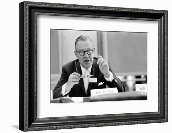 Lawyer Mr. Paul Porter Speaking at the Arden House Economic Conference, New York, NY, 1958-Walter Sanders-Framed Photographic Print