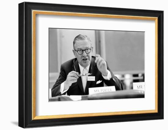 Lawyer Mr. Paul Porter Speaking at the Arden House Economic Conference, New York, NY, 1958-Walter Sanders-Framed Photographic Print