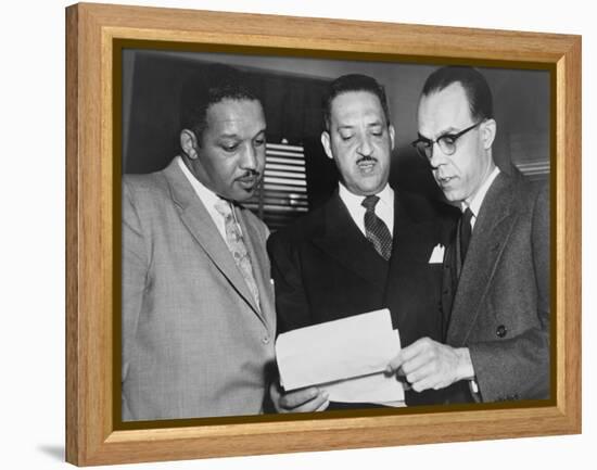 Lawyers Confer at the Supreme Court Prior to Presenting Arguments Against School Segregation-null-Framed Stretched Canvas