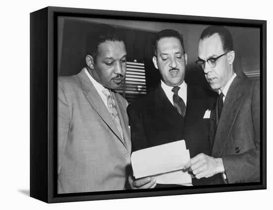 Lawyers Confer at the Supreme Court Prior to Presenting Arguments Against School Segregation-null-Framed Stretched Canvas