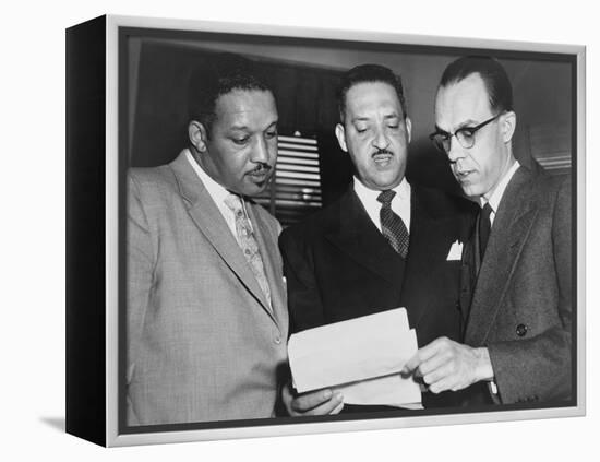 Lawyers Confer at the Supreme Court Prior to Presenting Arguments Against School Segregation-null-Framed Stretched Canvas