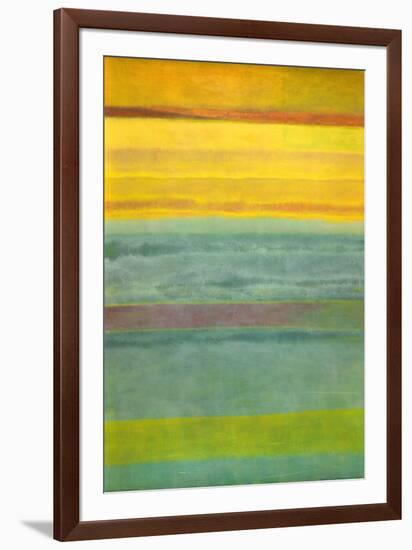 Layered Yellow and Green Abstract-Marie C^ Wattin-Framed Art Print