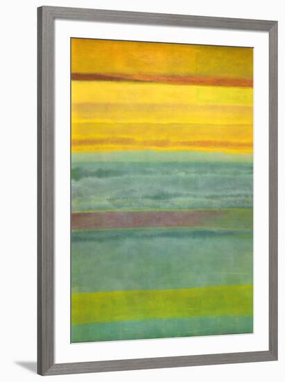 Layered Yellow and Green Abstract-Marie C^ Wattin-Framed Art Print