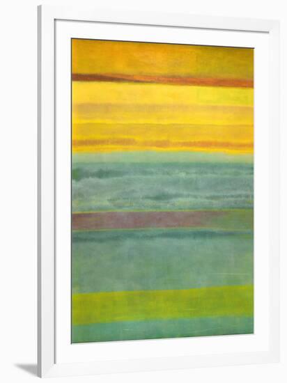 Layered Yellow and Green Abstract-Marie C^ Wattin-Framed Art Print
