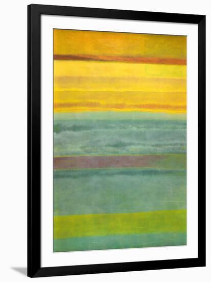 Layered Yellow and Green Abstract-Marie C^ Wattin-Framed Art Print