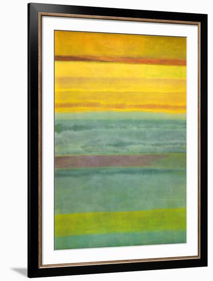 Layered Yellow and Green Abstract-Marie C^ Wattin-Framed Art Print