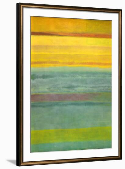 Layered Yellow and Green Abstract-Marie C^ Wattin-Framed Art Print