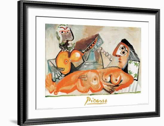 Laying Nude and Musician-Pablo Picasso-Framed Art Print