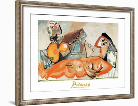 Laying Nude and Musician-Pablo Picasso-Framed Art Print