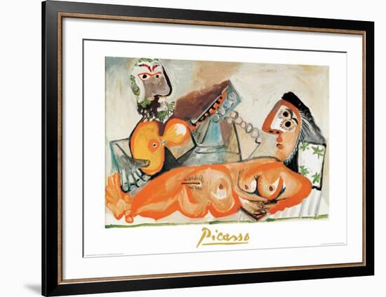 Laying Nude and Musician-Pablo Picasso-Framed Art Print