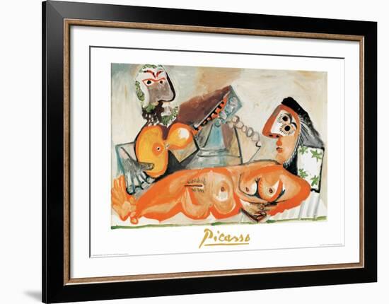 Laying Nude and Musician-Pablo Picasso-Framed Art Print