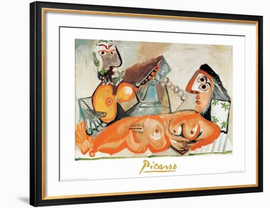 Laying Nude and Musician-Pablo Picasso-Framed Art Print