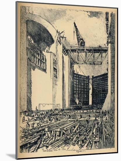 'Laying The Floor of Pedro Miguel Lock', 1912-Joseph Pennell-Mounted Giclee Print
