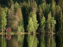 Sauna House at Edge of Forested Lake-Layne Kennedy-Premier Image Canvas