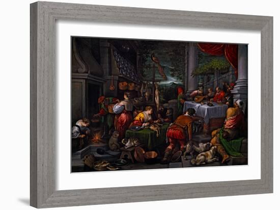 Lazarus and Dives, C.1570 (Oil on Canvas)-Leandro Bassano-Framed Giclee Print