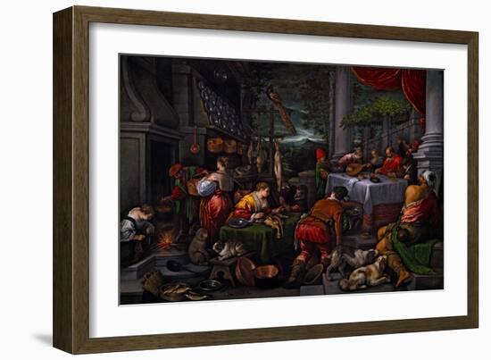 Lazarus and Dives, C.1570 (Oil on Canvas)-Leandro Bassano-Framed Giclee Print