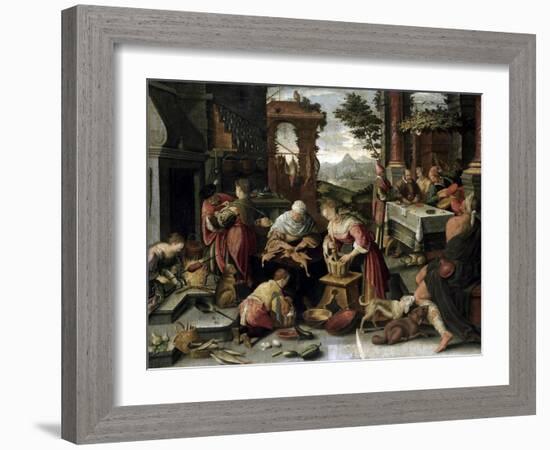 Lazarus and the Rich Man-Jacopo Bassano-Framed Art Print