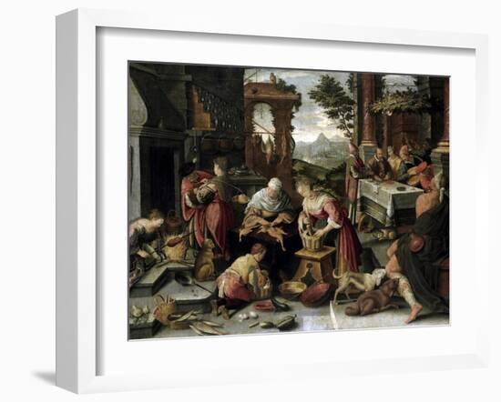 Lazarus and the Rich Man-Jacopo Bassano-Framed Art Print