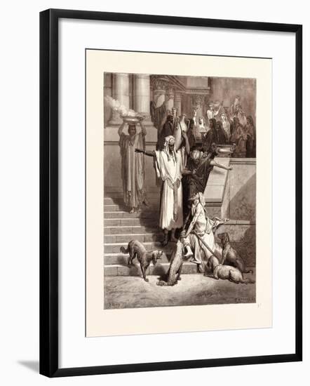 Lazarus at the Rich Man's Gate-Gustave Dore-Framed Giclee Print