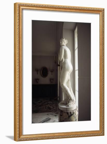 Lazienki Park, Female Figure, Marble Statue in Corridors of Palace on Water-null-Framed Giclee Print