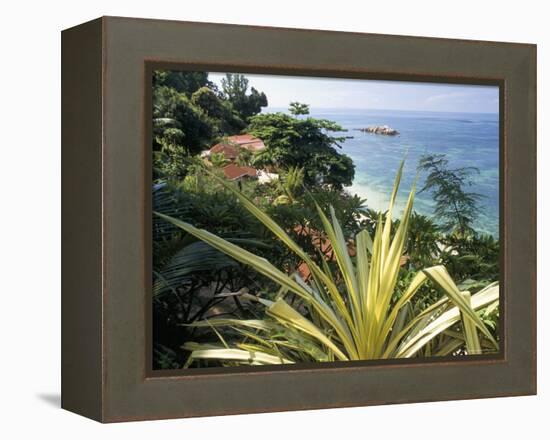 Lazio Beach, Chevalier Bay, Northwest Coast, Island of Praslin, Seychelles, Indian Ocean, Africa-Bruno Barbier-Framed Premier Image Canvas