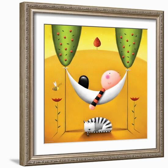 Lazy Bones-Jo Parry-Framed Art Print