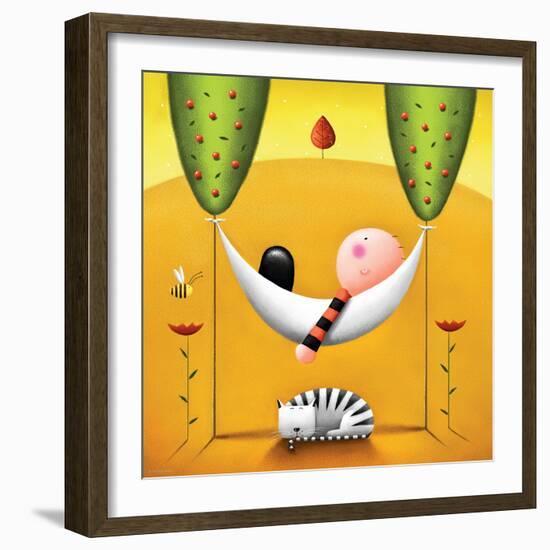 Lazy Bones-Jo Parry-Framed Art Print