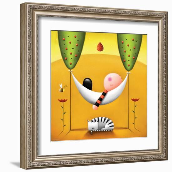 Lazy Bones-Jo Parry-Framed Art Print