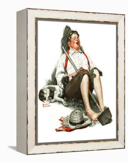 "Lazybones", September 6,1919-Norman Rockwell-Framed Premier Image Canvas