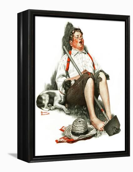 "Lazybones", September 6,1919-Norman Rockwell-Framed Premier Image Canvas