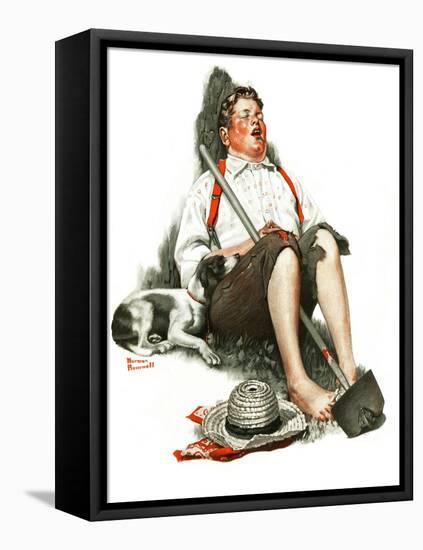 "Lazybones", September 6,1919-Norman Rockwell-Framed Premier Image Canvas