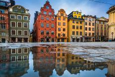 Colorful Houses in Stockholm's Gamla Stan Old Town District, Sweden-lbryan-Framed Premier Image Canvas