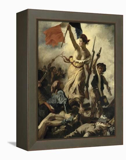 Le 28 juillet 1830 : la Liberté guidant le peuple-Eugene Delacroix-Framed Premier Image Canvas
