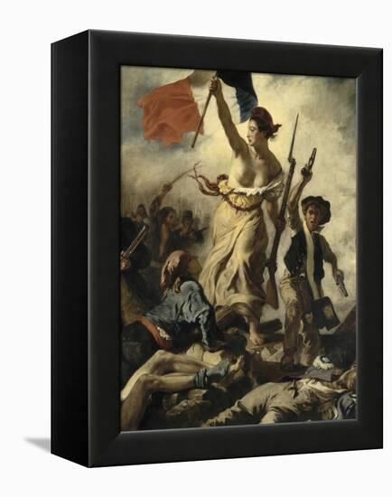 Le 28 juillet 1830 : la Liberté guidant le peuple-Eugene Delacroix-Framed Premier Image Canvas