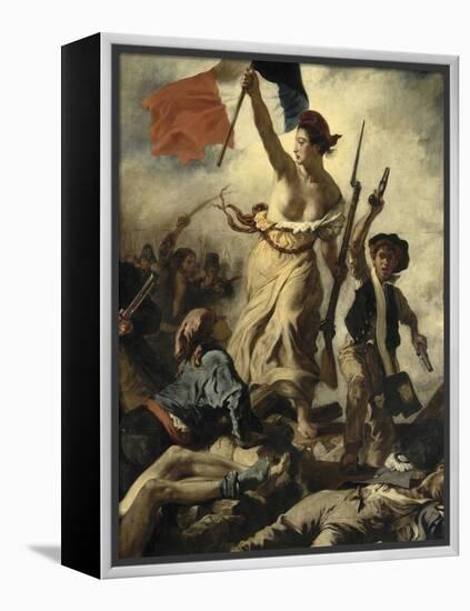 Le 28 juillet 1830 : la Liberté guidant le peuple-Eugene Delacroix-Framed Premier Image Canvas