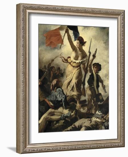 Le 28 juillet 1830 : la Liberté guidant le peuple-Eugene Delacroix-Framed Giclee Print