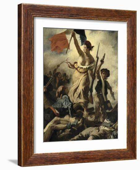 Le 28 juillet 1830 : la Liberté guidant le peuple-Eugene Delacroix-Framed Giclee Print