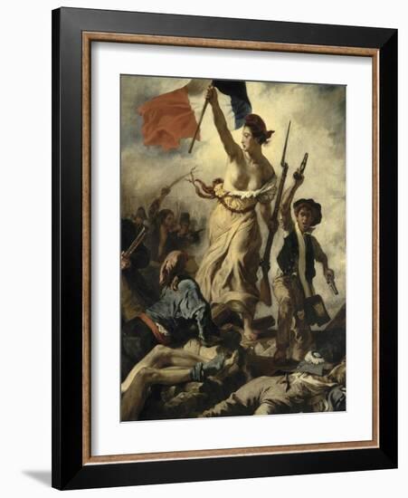 Le 28 juillet 1830 : la Liberté guidant le peuple-Eugene Delacroix-Framed Giclee Print