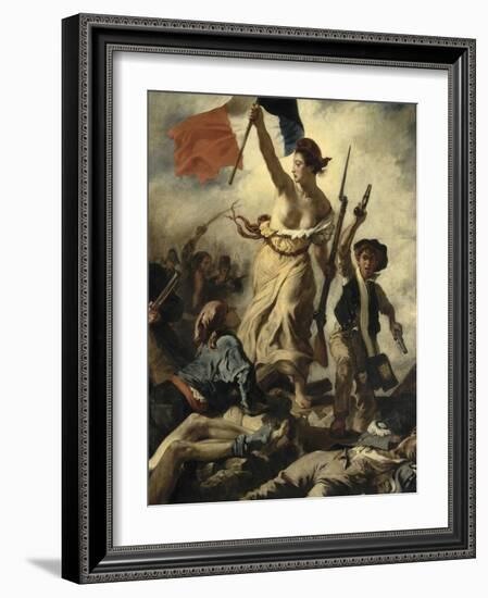 Le 28 juillet 1830 : la Liberté guidant le peuple-Eugene Delacroix-Framed Giclee Print