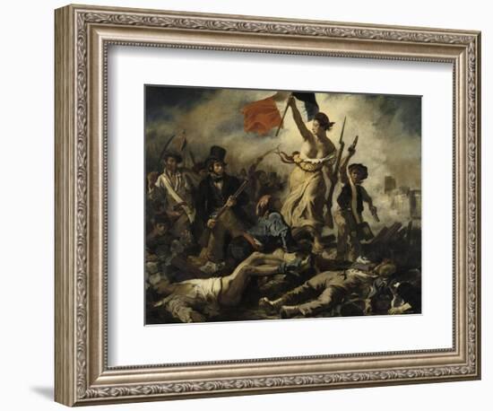 Le 28 juillet 1830 : la Liberté guidant le peuple-Eugene Delacroix-Framed Giclee Print