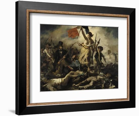 Le 28 juillet 1830 : la Liberté guidant le peuple-Eugene Delacroix-Framed Giclee Print