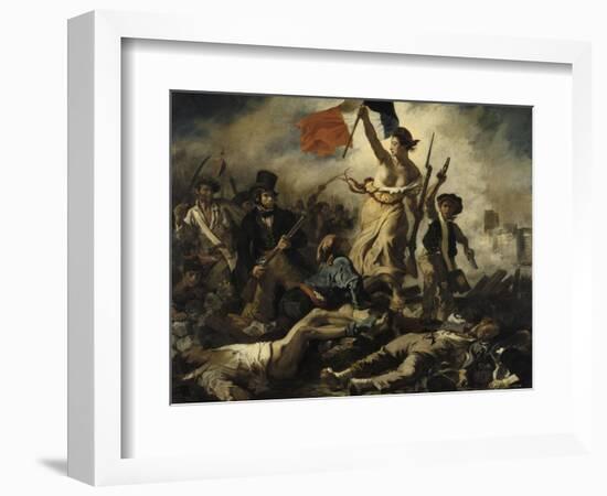 Le 28 juillet 1830 : la Liberté guidant le peuple-Eugene Delacroix-Framed Giclee Print