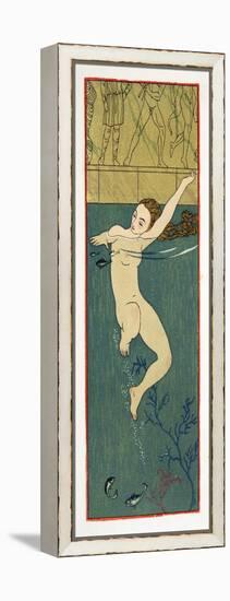 Le Bain, Illustration from Les Chansons De Bilitis, by Pierre Louys, Pub. 1922 (Pochoir Print)-Georges Barbier-Framed Premier Image Canvas