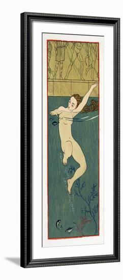 Le Bain, Illustration from Les Chansons De Bilitis, by Pierre Louys, Pub. 1922 (Pochoir Print)-Georges Barbier-Framed Giclee Print