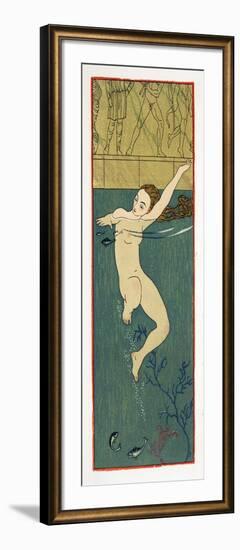 Le Bain, Illustration from Les Chansons De Bilitis, by Pierre Louys, Pub. 1922 (Pochoir Print)-Georges Barbier-Framed Giclee Print