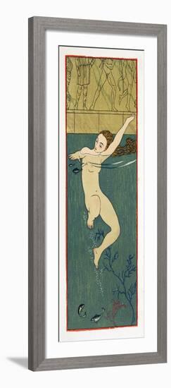 Le Bain, Illustration from Les Chansons De Bilitis, by Pierre Louys, Pub. 1922 (Pochoir Print)-Georges Barbier-Framed Giclee Print