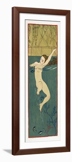 Le Bain, Illustration from Les Chansons De Bilitis, by Pierre Louys, Pub. 1922 (Pochoir Print)-Georges Barbier-Framed Giclee Print