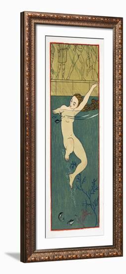 Le Bain, Illustration from Les Chansons De Bilitis, by Pierre Louys, Pub. 1922 (Pochoir Print)-Georges Barbier-Framed Giclee Print