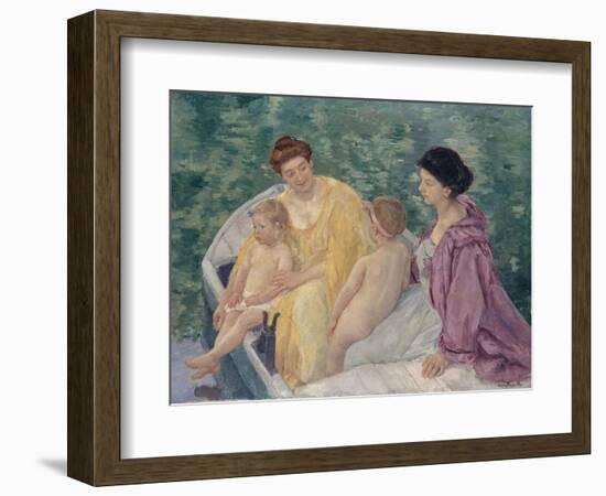 Le Bain (Two Mothers and their Children in a Boa)-Mary Cassatt-Framed Giclee Print